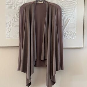 Jane and Delancey Women's Long Sleeve Taupe SZ L Open Waterfall Cardigan